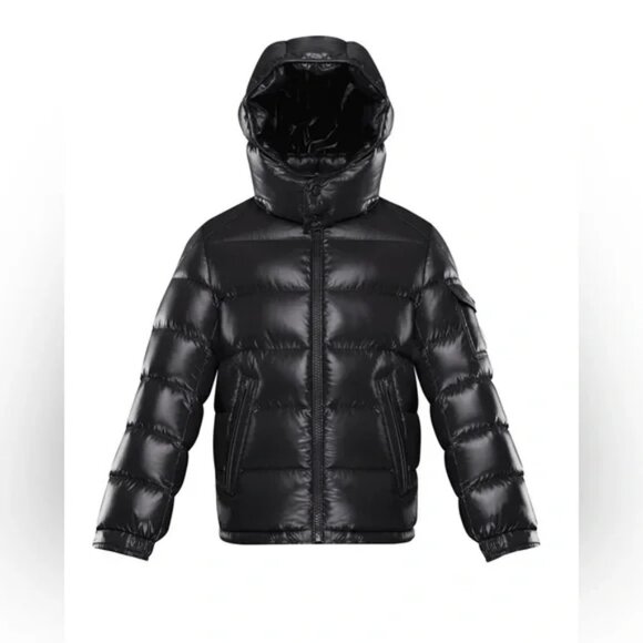 Authentic Boys Moncler 'New_Maya_Giubboto' Black Hooded Down Puffer Coat 8 Anni - Picture 1 of 14